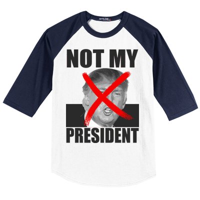 Not My President Red X Spray Paint Anti-Trump Baseball Sleeve Shirt