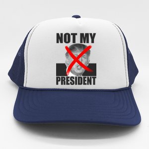 Not My President Red X Spray Paint Anti-Trump Trucker Hat