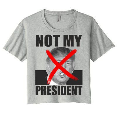 Not My President Red X Spray Paint Anti-Trump Women's Crop Top Tee