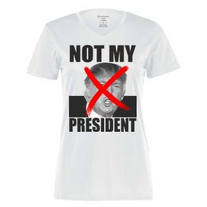 Not My President Red X Spray Paint Anti-Trump Women's Momentum V-Neck T-Shirt