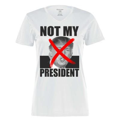 Not My President Red X Spray Paint Anti-Trump Women's Momentum V-Neck T-Shirt