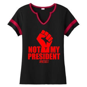 Not My President Resist Anti Trump Fist Ladies Halftime Notch Neck Tee