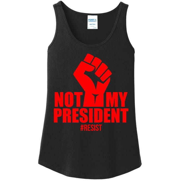 Not My President Resist Anti Trump Fist Ladies Essential Tank