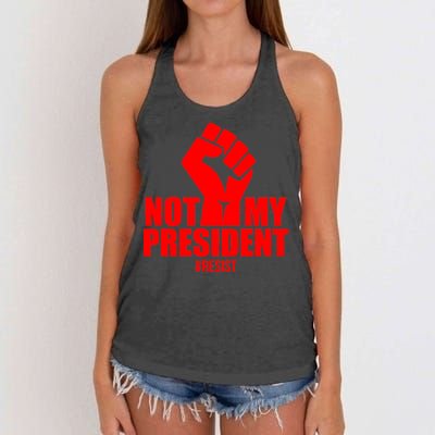 Not My President Resist Anti Trump Fist Women's Knotted Racerback Tank