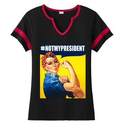 Not My President Rosie Riverter Girl Power Anti Trump Poster Ladies Halftime Notch Neck Tee