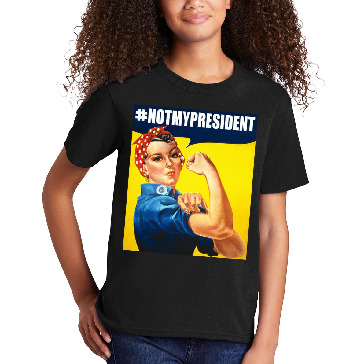 Not My President Rosie Riverter Girl Power Anti Trump Poster Kids T-Shirt