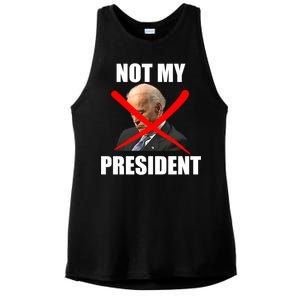 Not My President Trump Anti Biden Ladies PosiCharge Tri-Blend Wicking Tank