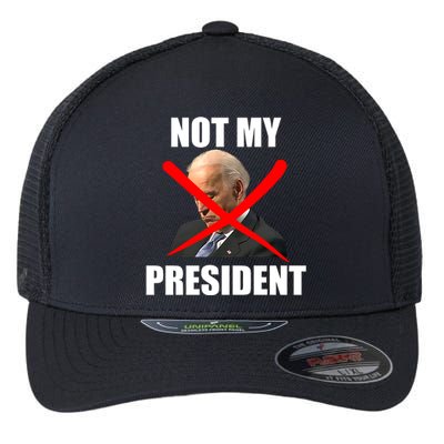 Not My President Trump Anti Biden Flexfit Unipanel Trucker Cap