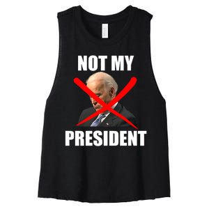 Not My President Trump Anti Biden Women's Racerback Cropped Tank