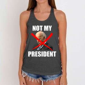 Not My President Trump Anti Biden Women's Knotted Racerback Tank