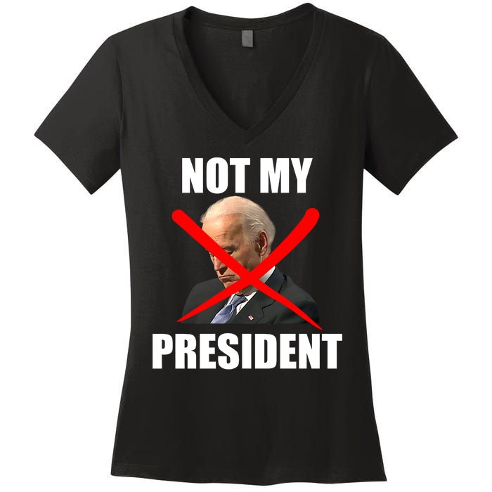 Not My President Trump Anti Biden Women's V-Neck T-Shirt