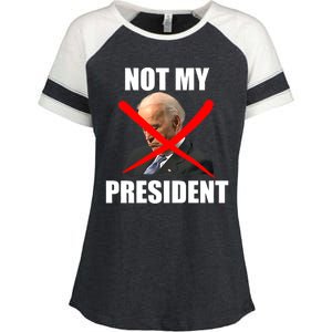 Not My President Trump Anti Biden Enza Ladies Jersey Colorblock Tee