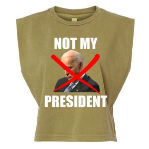 Not My President Trump Anti Biden Garment-Dyed Women's Muscle Tee