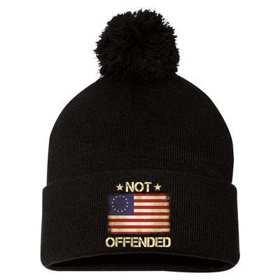 Not Offended Betsy Ross Flag Pom Pom 12in Knit Beanie