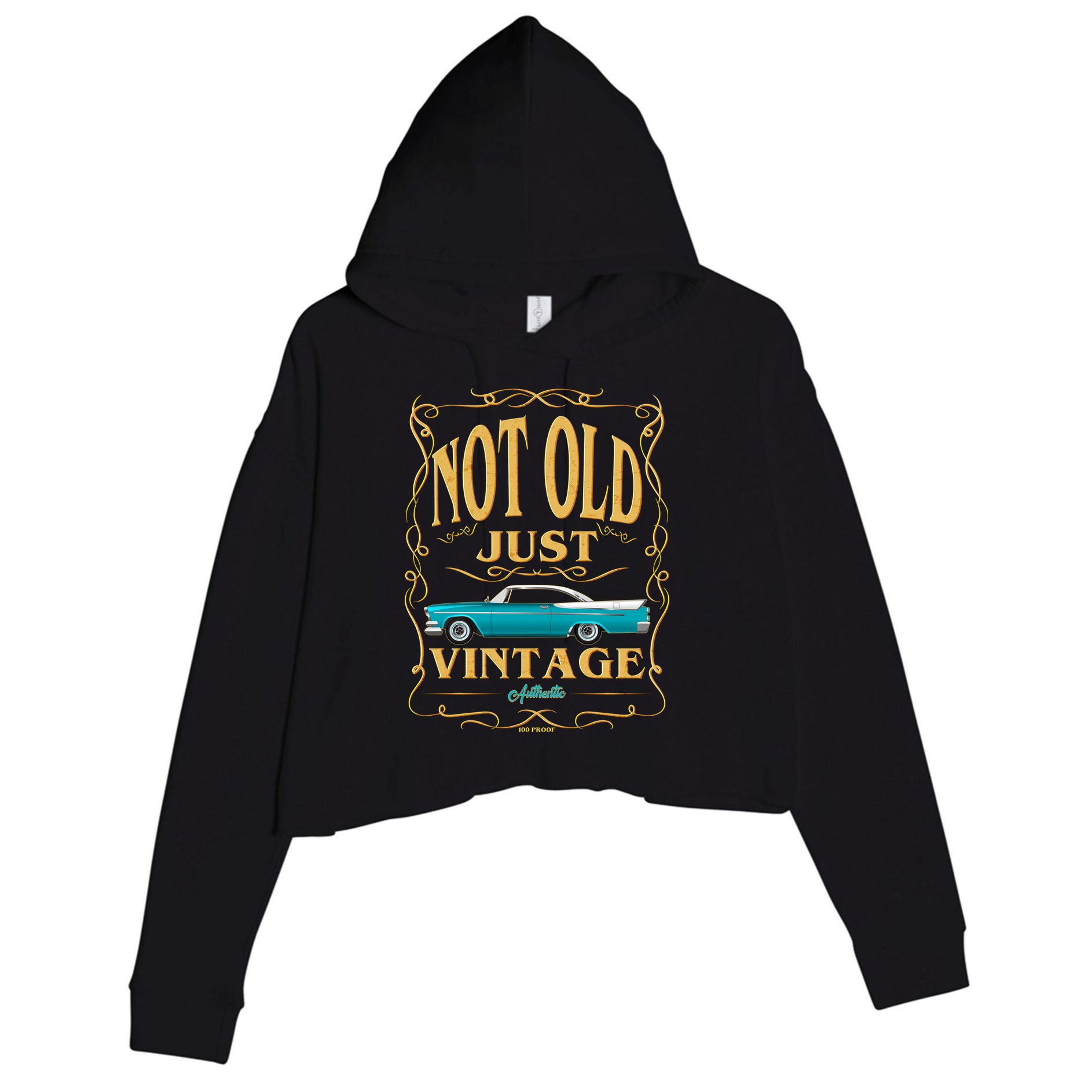 Not Old Just Vintage Classic Car Birthday Crop Fleece Hoodie