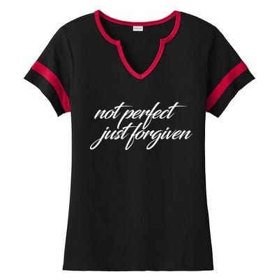 Not Perfect Just Forgiven Ladies Halftime Notch Neck Tee