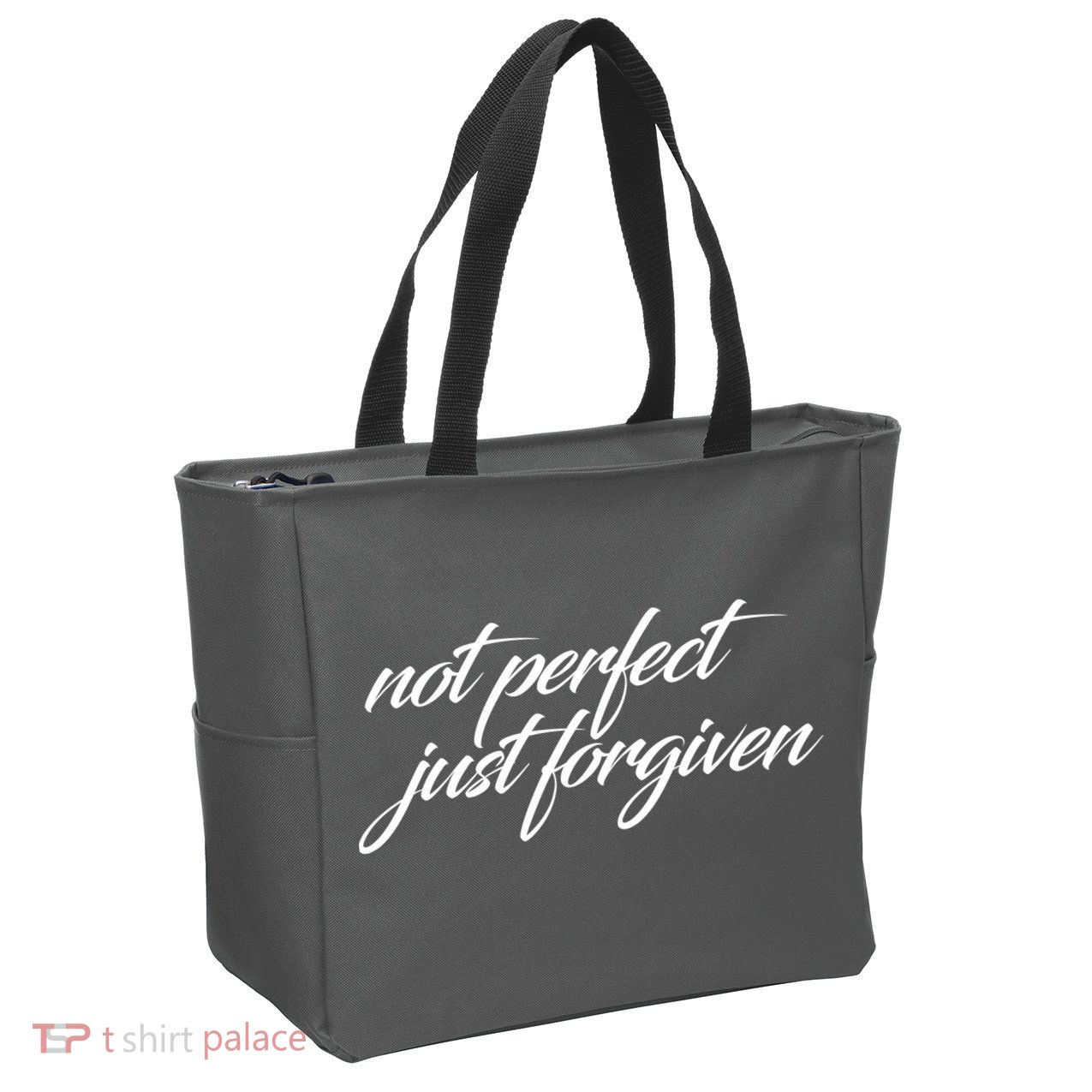 Not Perfect Just Forgiven Zip Tote Bag