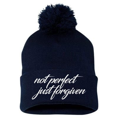 Not Perfect Just Forgiven Pom Pom 12in Knit Beanie