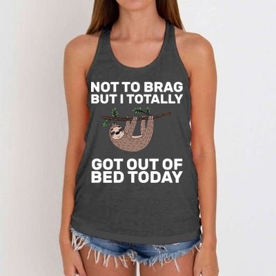 Not To Brag Got Out of Bed Women's Knotted Racerback Tank