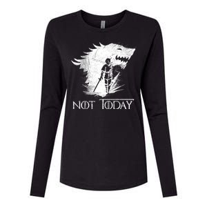 Not Today Arya Wolf Womens Cotton Relaxed Long Sleeve T-Shirt