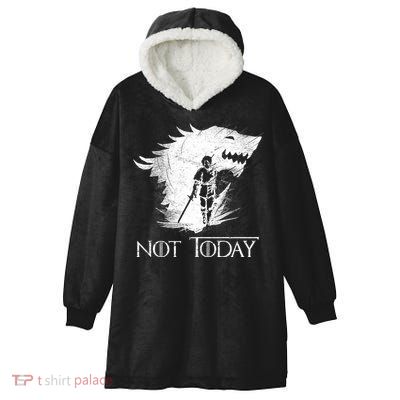Not Today Arya Wolf Hooded Wearable Blanket