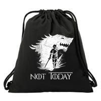 Not Today Arya Wolf Drawstring Bag