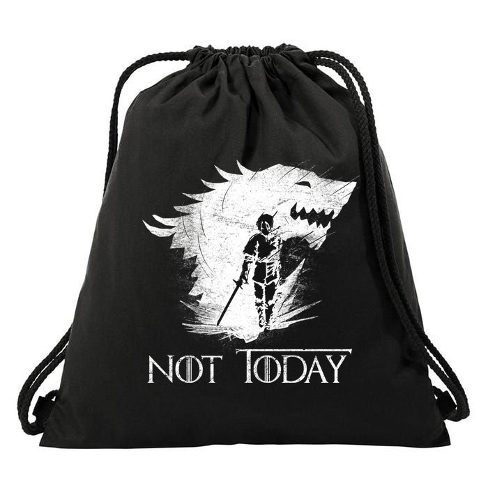 Not Today Arya Wolf Drawstring Bag