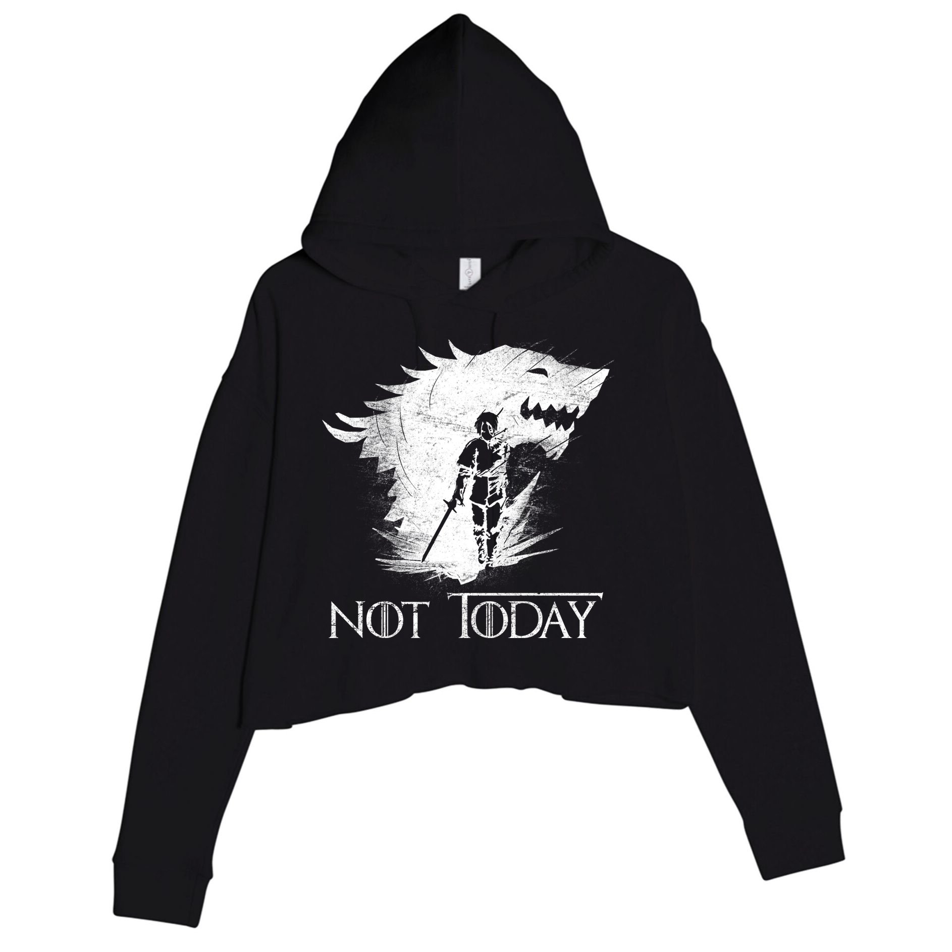 Not Today Arya Wolf Crop Fleece Hoodie