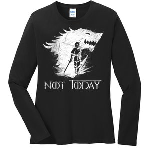 Not Today Arya Wolf Ladies Long Sleeve Shirt