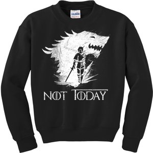 Not Today Arya Wolf Kids Sweatshirt