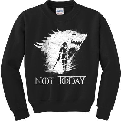 Not Today Arya Wolf Kids Sweatshirt