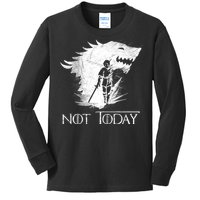 Not Today Arya Wolf Kids Long Sleeve Shirt