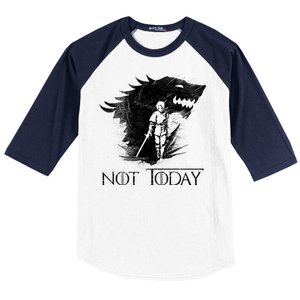 Not Today Arya Wolf Baseball Sleeve Shirt