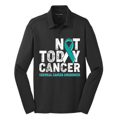 Not Today Cancer Cervical Cancer Awareness Silk Touch Performance Long Sleeve Polo