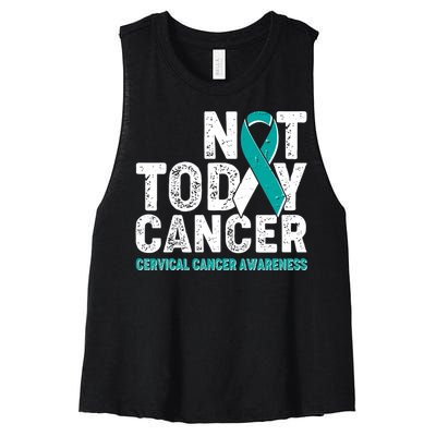 Not Today Cancer Cervical Cancer Awareness Women's Racerback Cropped Tank