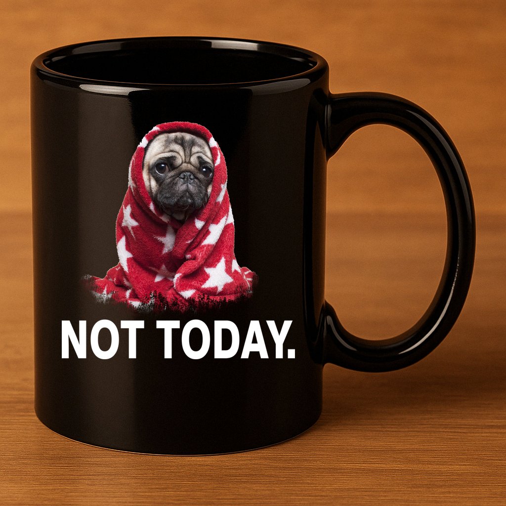 Not Today Funny Pug 11oz C Handle Ceramic Mug