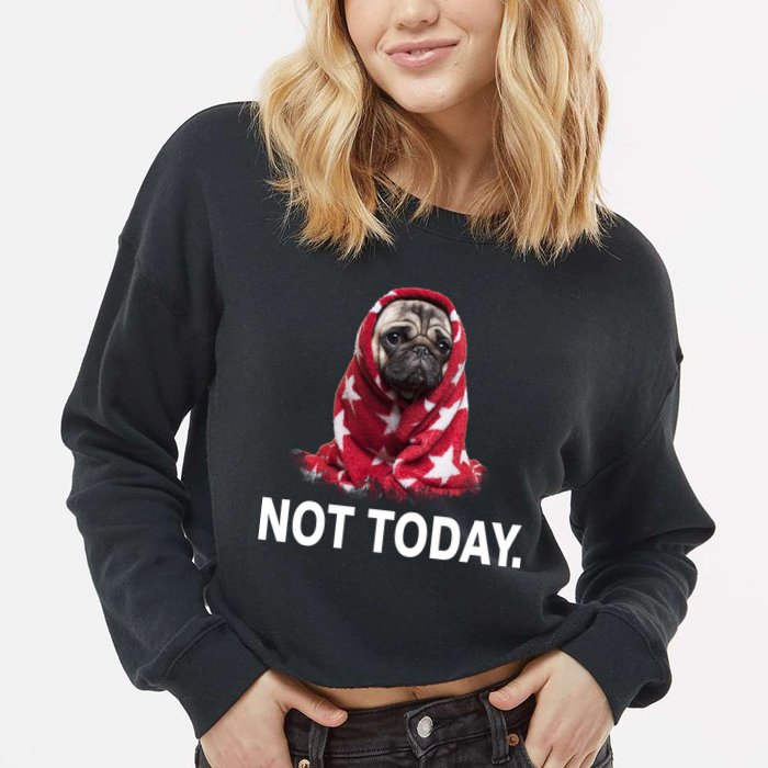 Not Today Funny Pug Cropped Pullover Crew