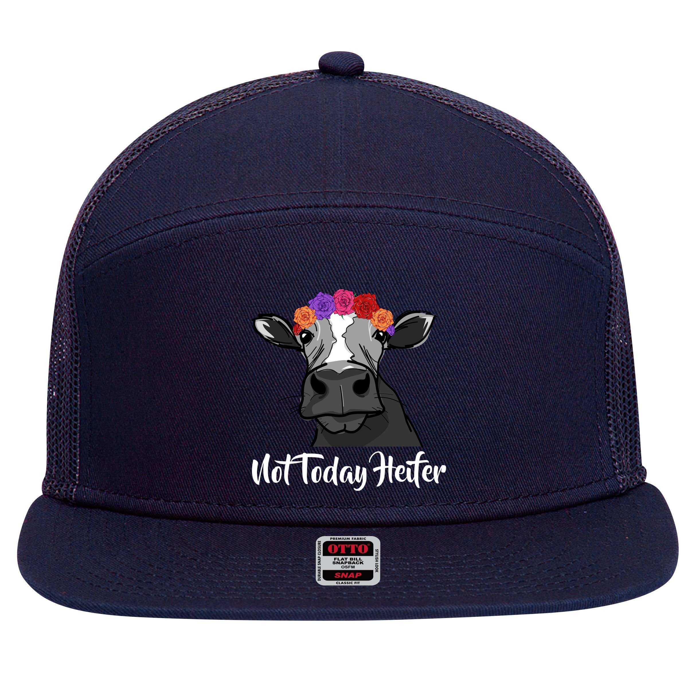 Not Today Heifer 7 Panel Mesh Trucker Snapback Hat