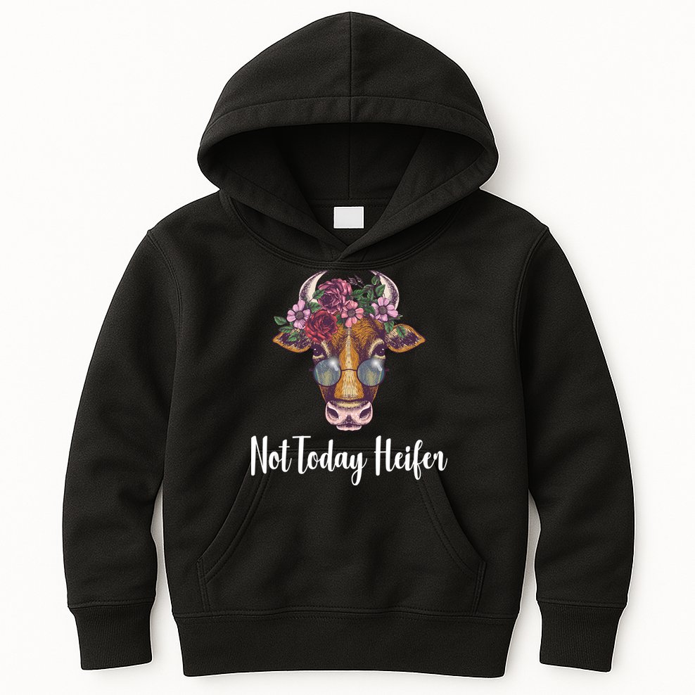 Not Today Heifer Funny Kids Hoodie