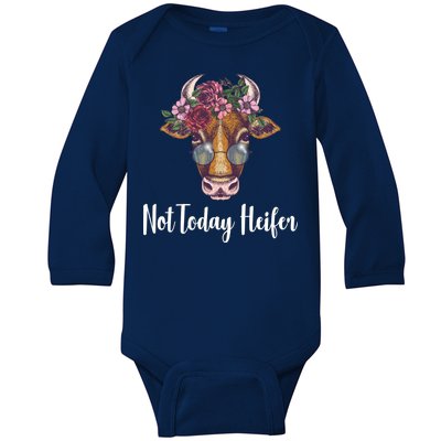 Not Today Heifer Funny Baby Long Sleeve Bodysuit