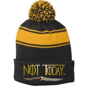 Not Today Limited Edition Stripe Pom Pom Beanie