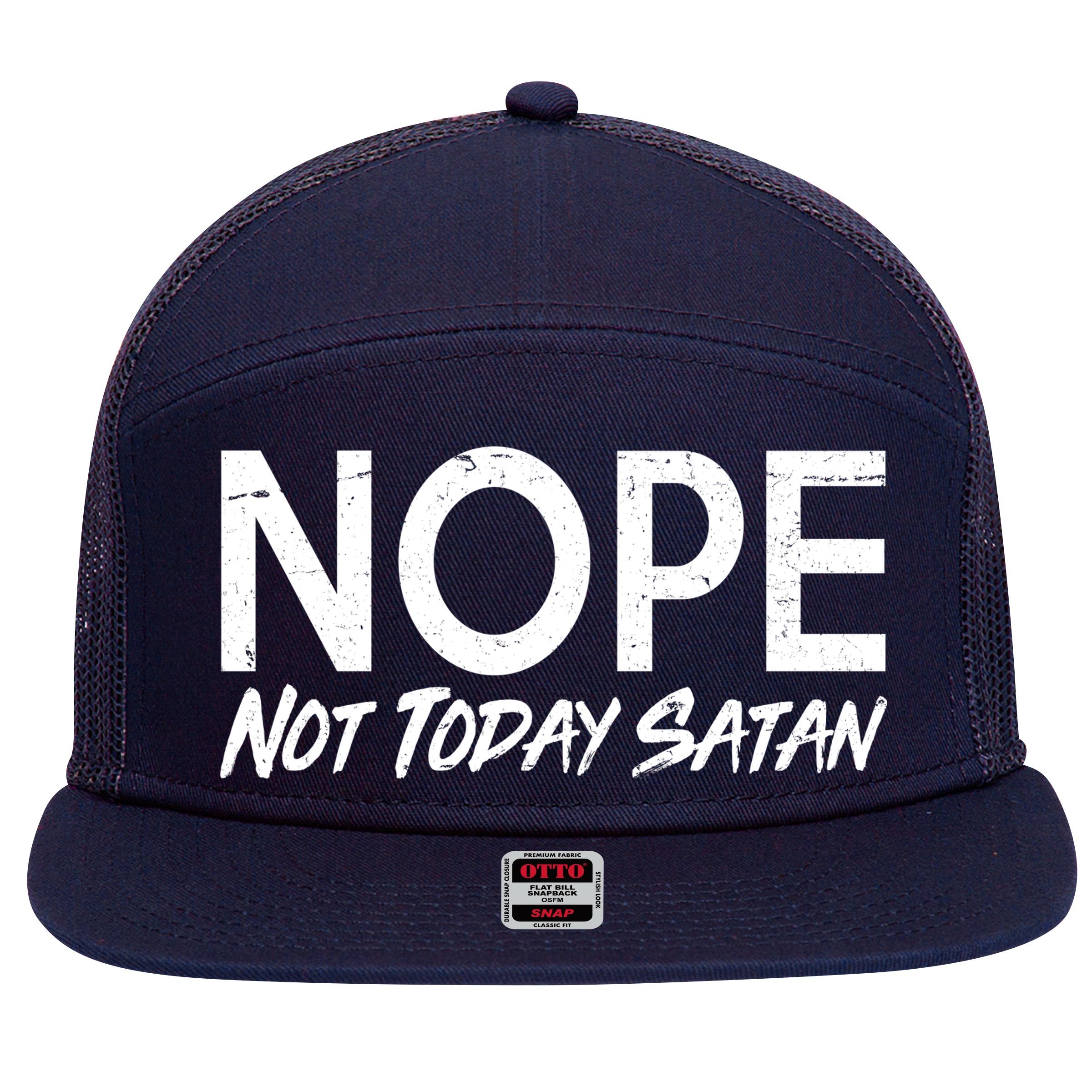 Not Today Satan 7 Panel Mesh Trucker Snapback Hat