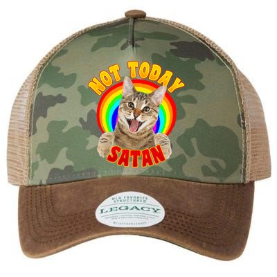 Not Today Satan Funny Cat Rainbow Legacy Tie Dye Trucker Hat