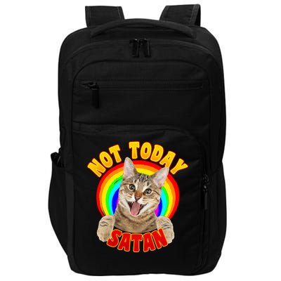 Not Today Satan Funny Cat Rainbow Impact Tech Backpack