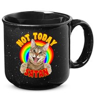 Not Today Satan Funny Cat Rainbow 15oz Campfire Ceramic Mug