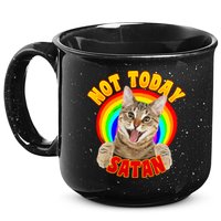 Not Today Satan Funny Cat Rainbow 15oz Campfire Ceramic Mug