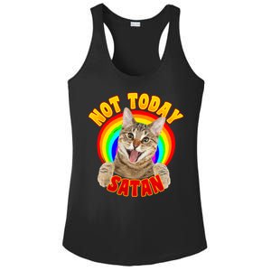 Not Today Satan Funny Cat Rainbow Ladies PosiCharge Competitor Racerback Tank