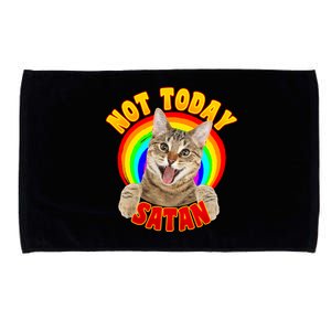 Not Today Satan Funny Cat Rainbow Microfiber Hand Towel