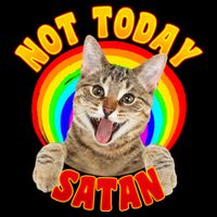 Not Today Satan Funny Cat Rainbow Cropped Pullover Crew
