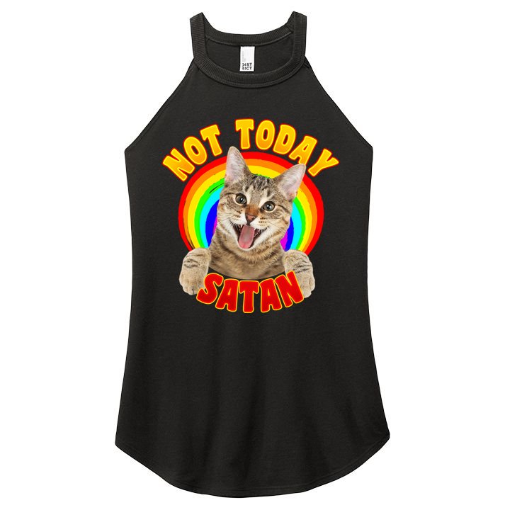 Not Today Satan Funny Cat Rainbow Women's Perfect Tri Rocker Tank